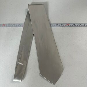 Z Inc Mens Silver Solid Silk Satin Hand Made Necktie Formal Tie Metallic Luxury